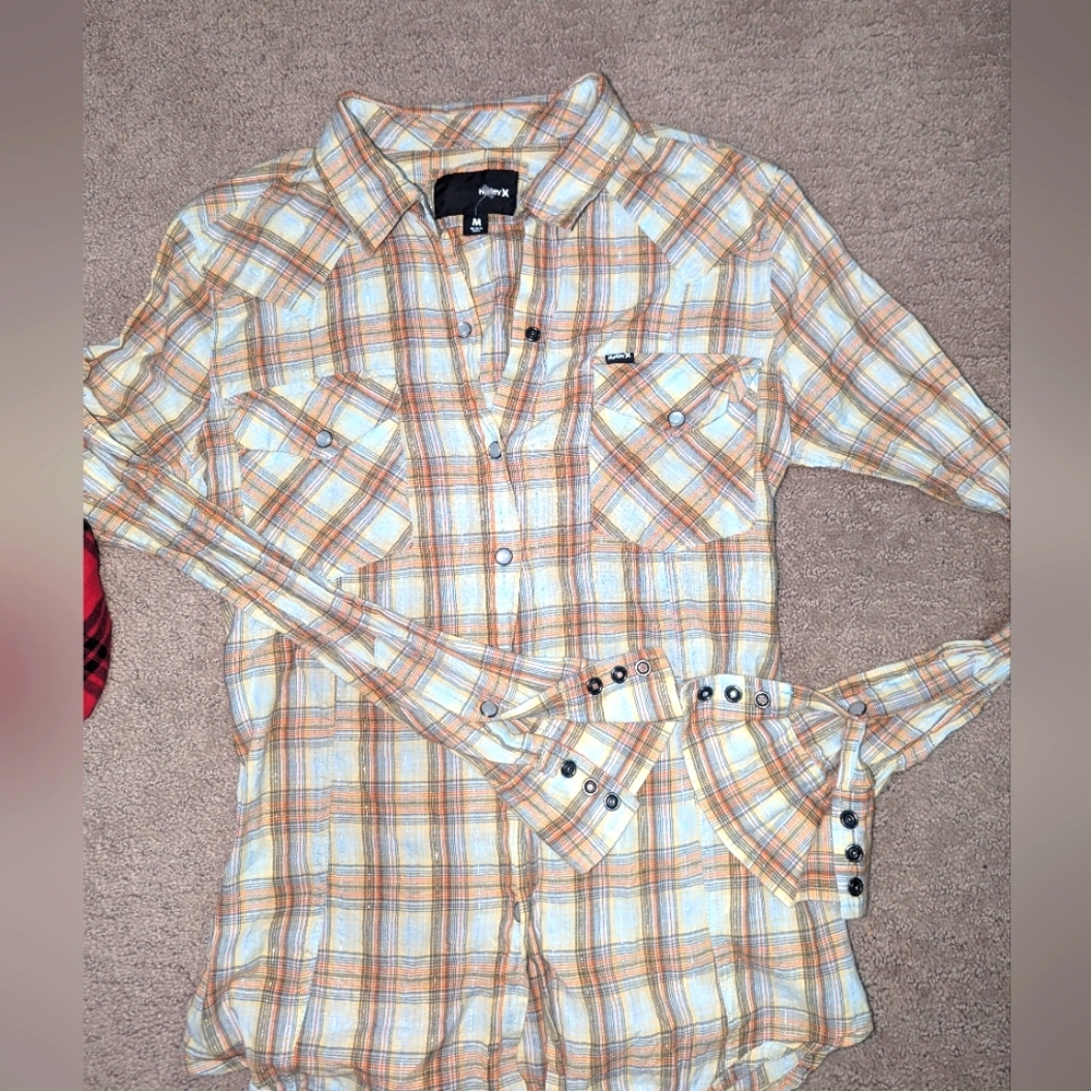 Hurley Plaid Long Sleeve Button Shirt